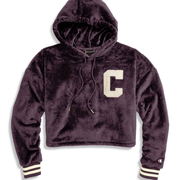 Champion Sweaters - NWT Champion Purple Faux Fur Hooded Sweater Sherpa